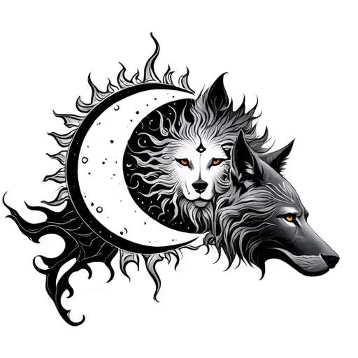 Skoll And Hati Sun And Moon