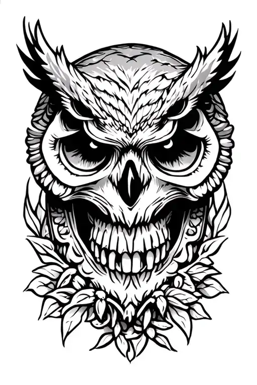 Skull And Owl Surrounded