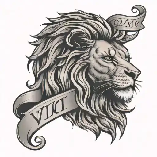 Lion Head And Text Vini Vidi Vici