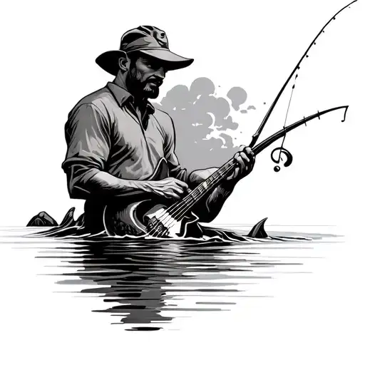 Man Fishing Add Muisc Notes