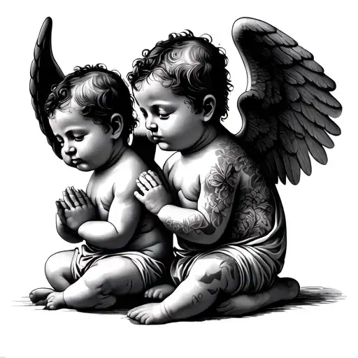 3 Baby Angles Praying With