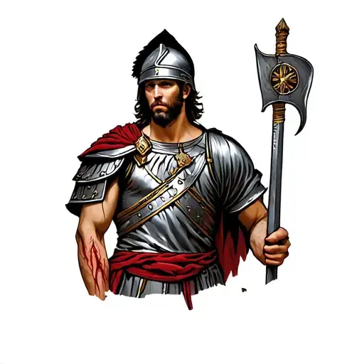 Roman Soldier With Battle Scars Wounds