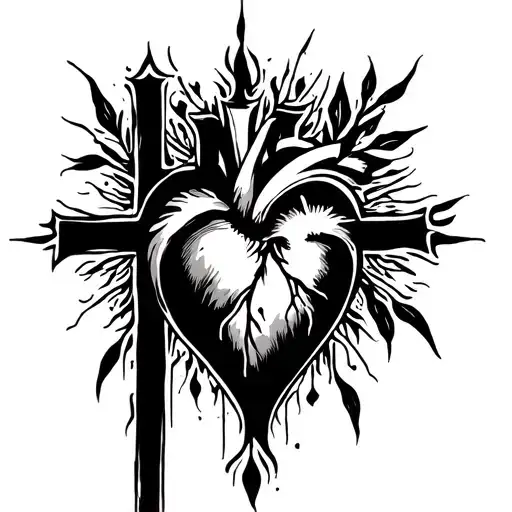 A Line Of Life That Begins With A Heart And Ends With A Cross Which Means Life To Death