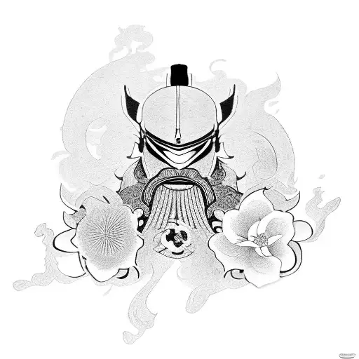 Samurai With Shwords And Flowers