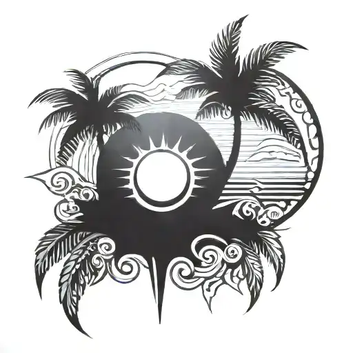 Island And Sun Symbol