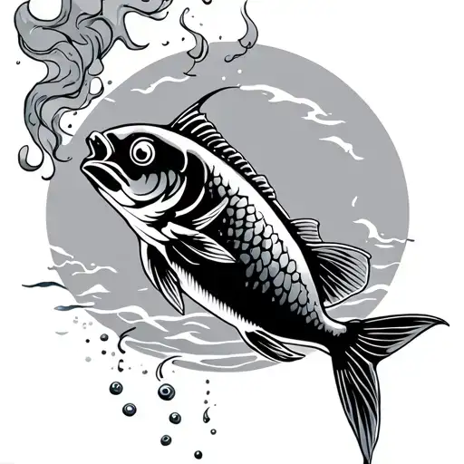 A Fish With Water The Sun Smoke And Small
