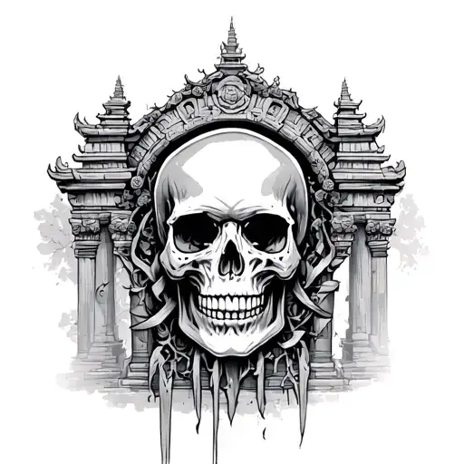 A Skull And Temple Gate