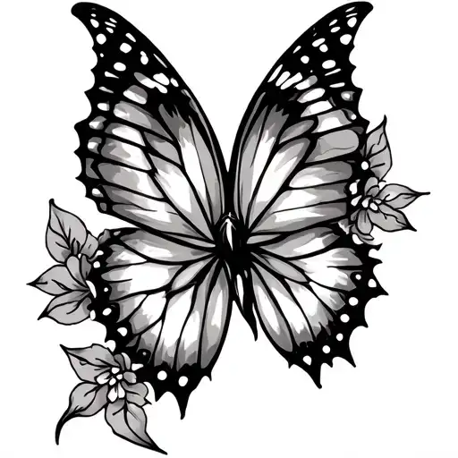 Butterfly Half Floral Wing Neck