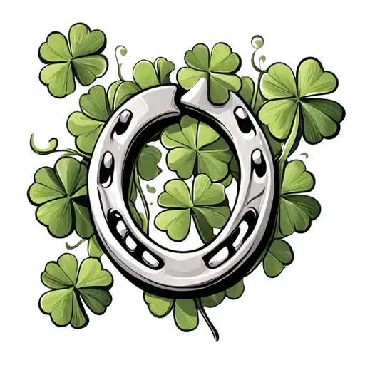 Horseshoe With Four Leaf Clovers