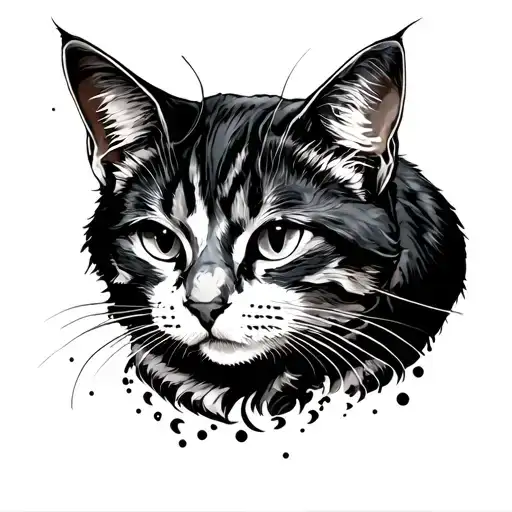 Polca Trash Style Tattoo Of A Cat