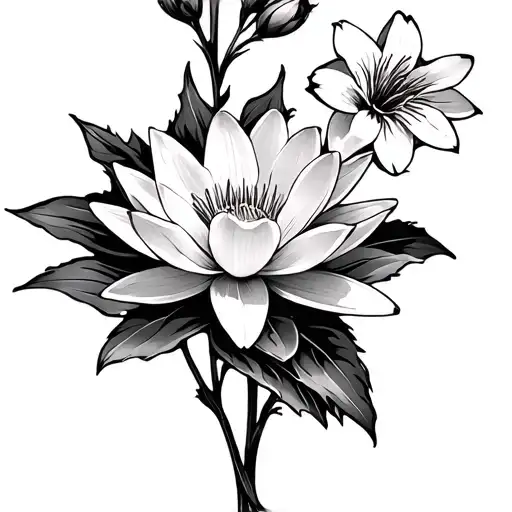 Larkspur And Water Lily