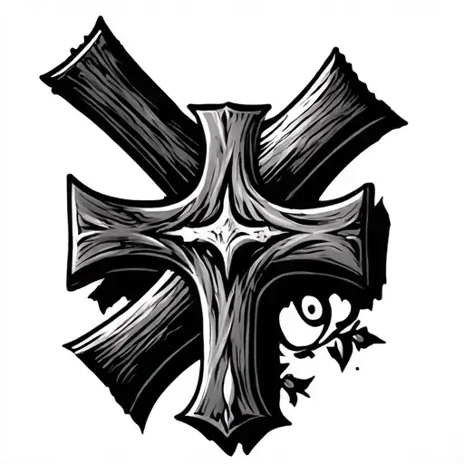 Black Old School Traditional Tattoo Cross