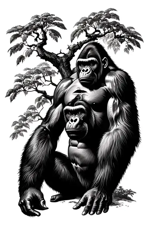 Gorilla And Tree