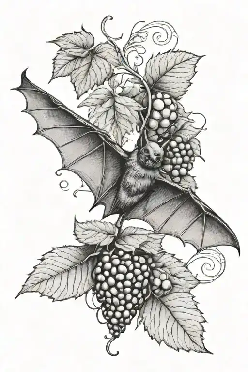 Bat Framed With Raspberries