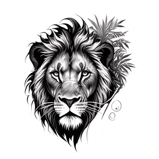 Lion Peering Thru The Jungle