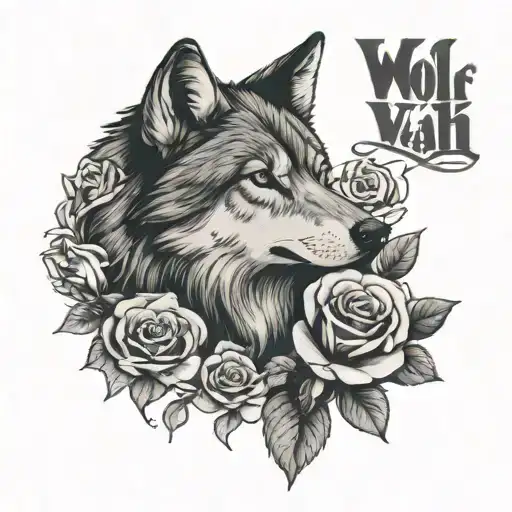 Wolf And Roses With Name Mikaylah