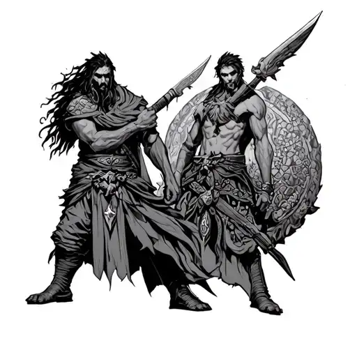 Guts From Berserk Standing With Vagabond An Vinland Saga