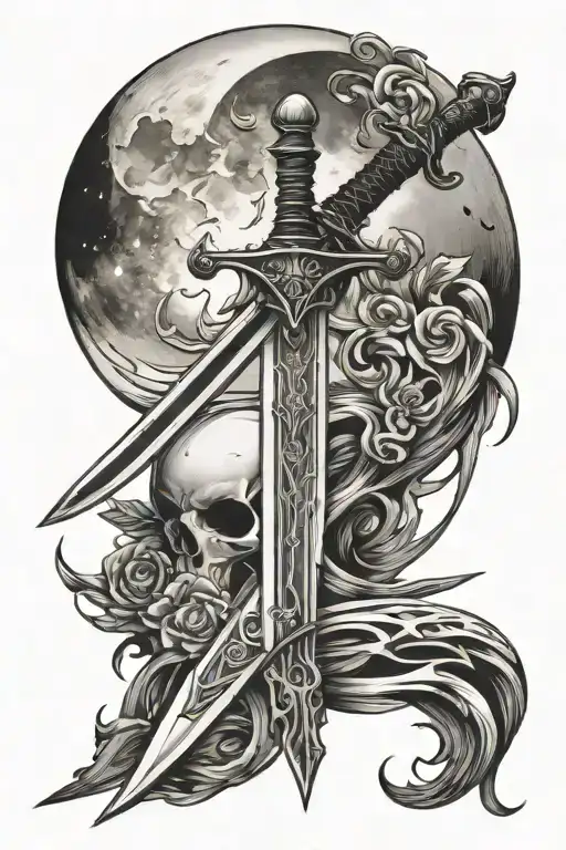 Sword And Moon Surrounded