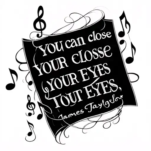 Music Notes Intertwined With Song Lyrics From You Can Close Your Eyes By James Taylor