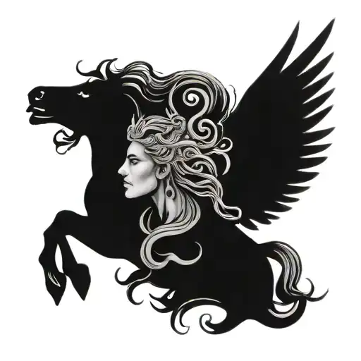 Medusa Greek Myth Featuring Pegasus