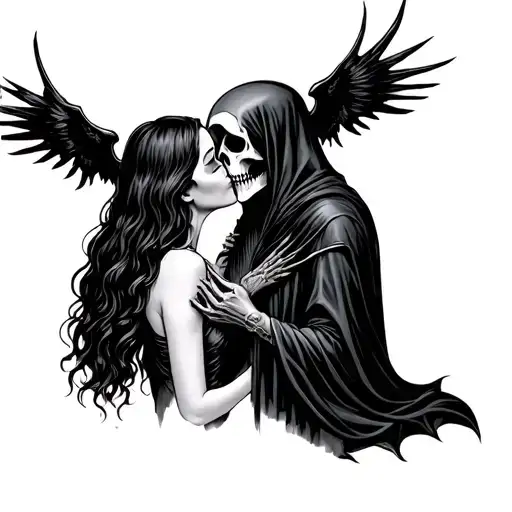 Grim Reaper Kissing Women