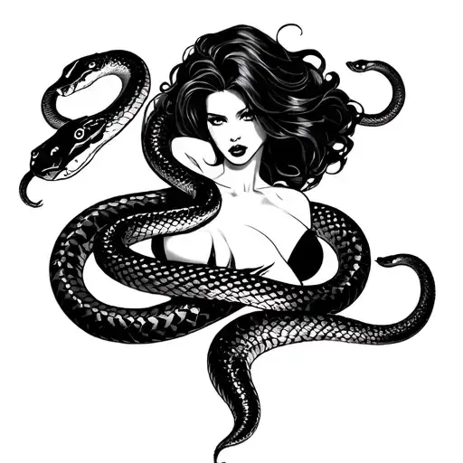 Sexy Snake And Woman