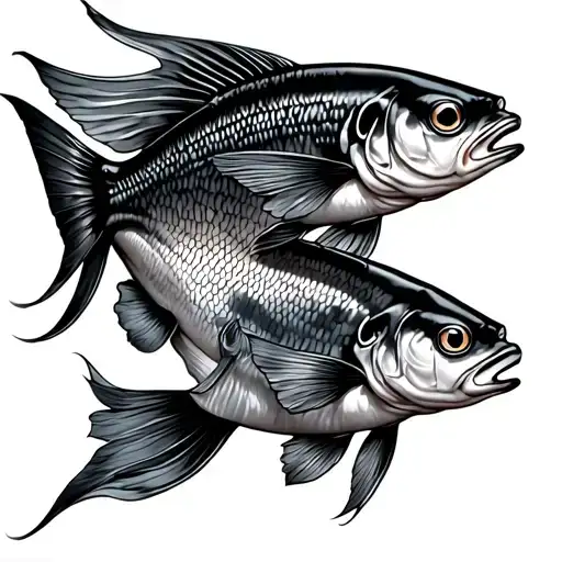 2 Coi Fish On A Woman's Back