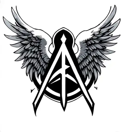 Angel Wings A Sward And Anarchy Symbol Intertwined