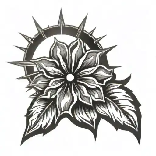 Cross With Sun Rays And One Flower