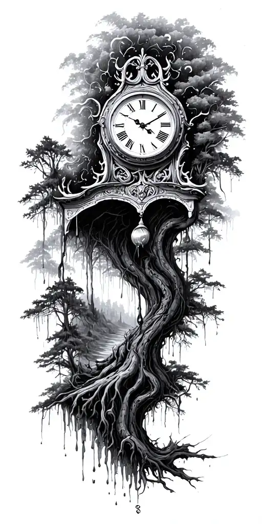 Salvador Dali Melting Clock And Forest Scene