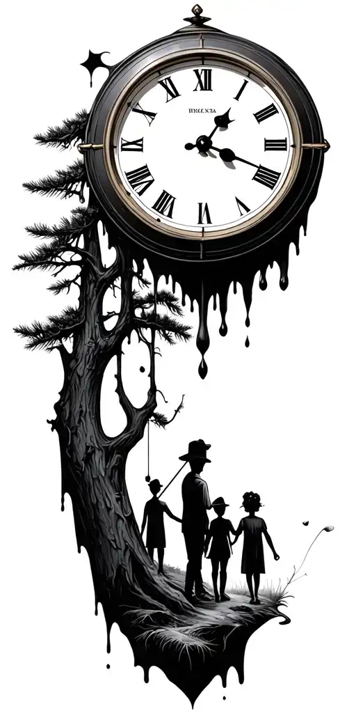 Pine Forest Scene Andsalvador Dali Melting Clock And Family And Golf