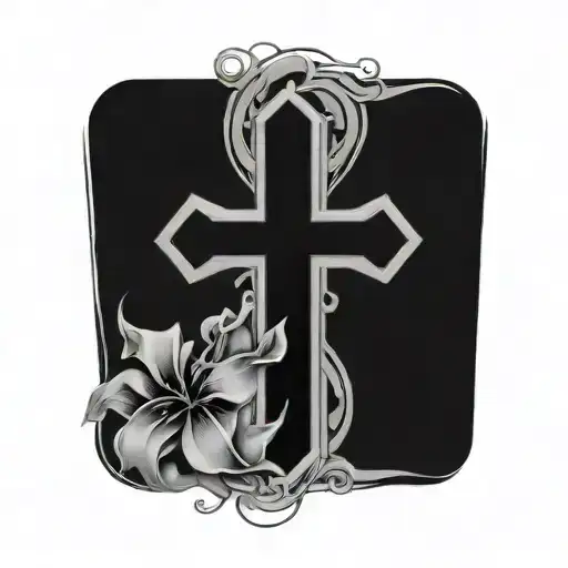 Shinning Cross And Flower