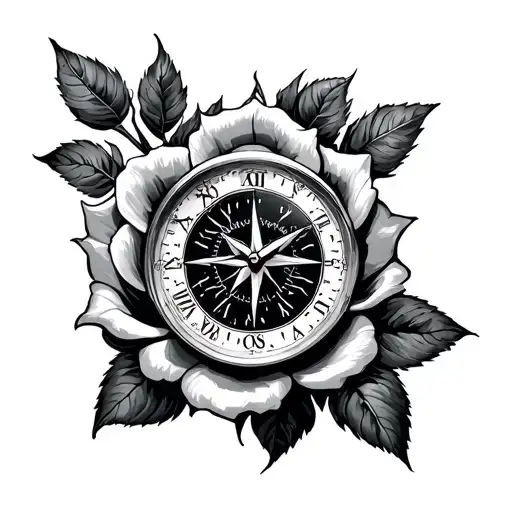 Roses And Watch And Compass