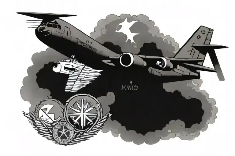 437Th Airlift Wing With A C-17a Head On Over Top Of It