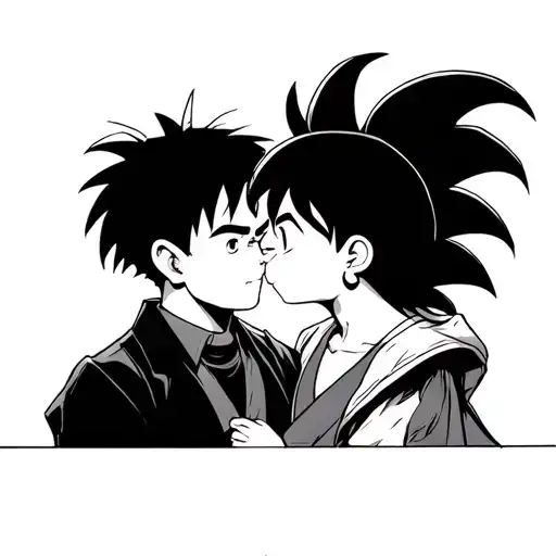 Smroumpfette Who Kisses Little Son Goku And Behind Them The Late Doctor Who