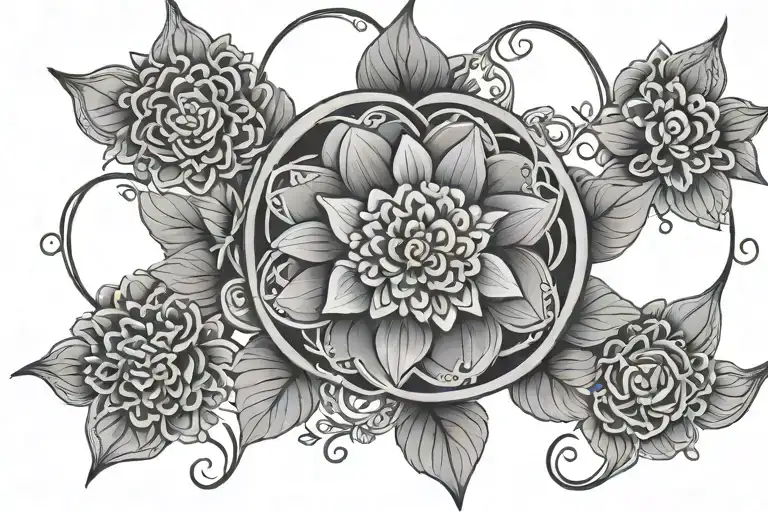 Grey Mandala Galdiolus Flower Virgo Zodiac Sign