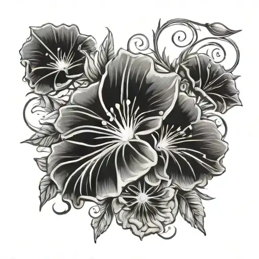 Aster Flowers & Morning Glory Vine