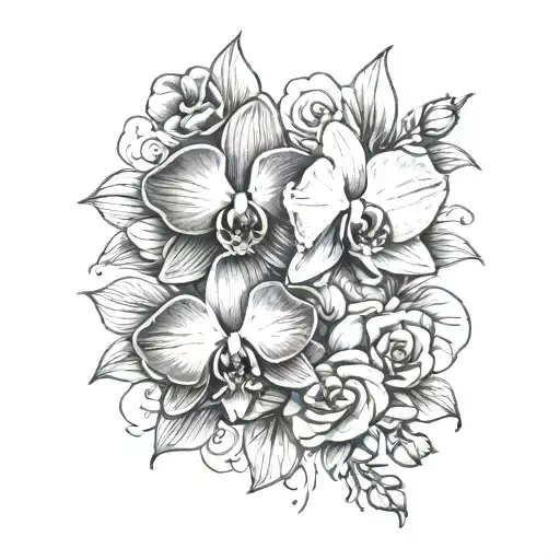 Orchid And Rose Tatoo