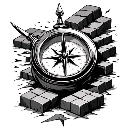 Compass With Bricks Flying