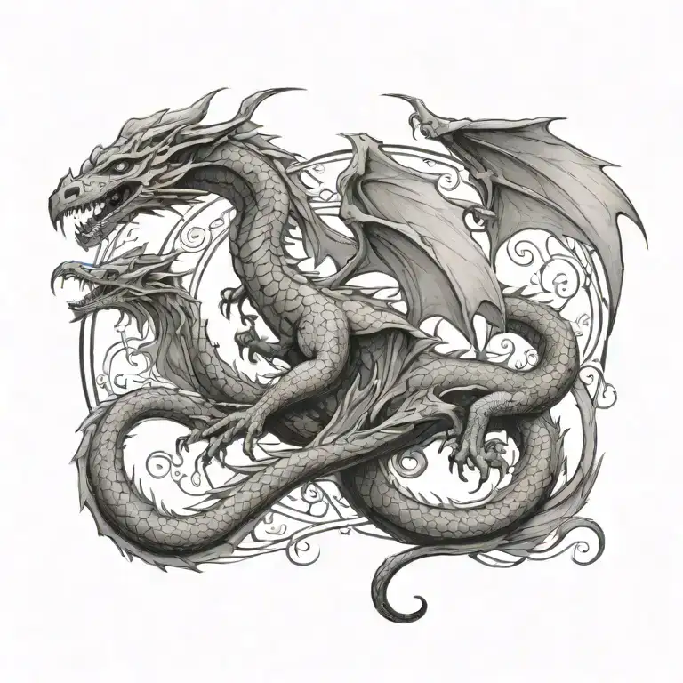 Vertical Dragon Flying Upward Toward A Beacon