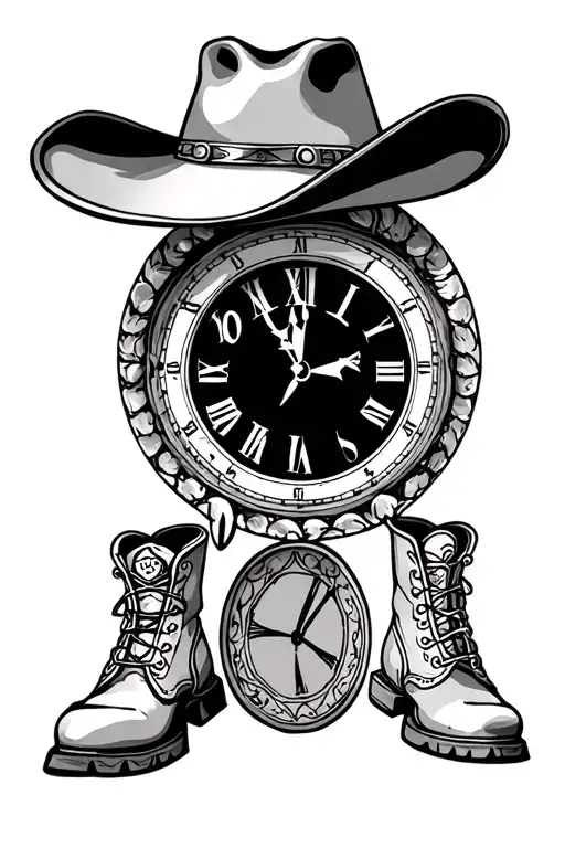Clock With Cowboy Hat And Boots