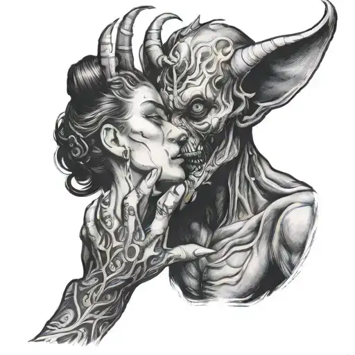 Demon Kissing A Womans Hand