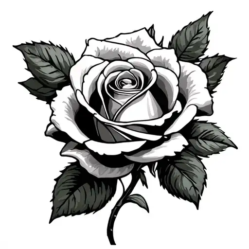 Rose With Roman Numerals Stem