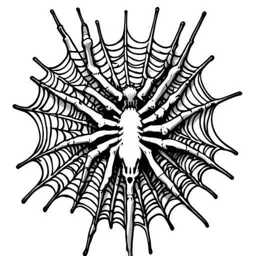 Skelition Of Your Hand With A Spider Web In The Middle Of The Hand