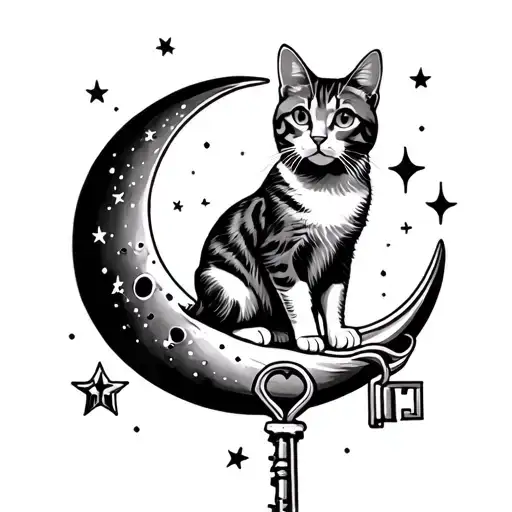 A Cat On The Moon And Key