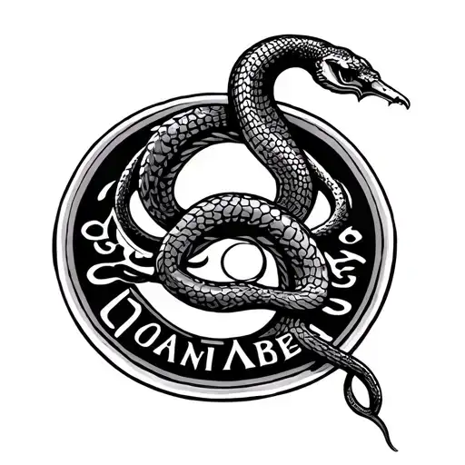 Circular Molan Labe Emblem With Snake In Center