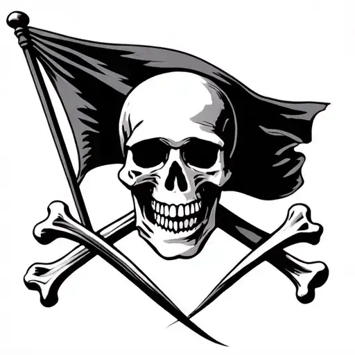 Pirate Skull And Crossbones Flag Flying