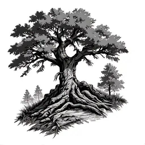 End Of The Trail Native American In A Oak Tree Forest