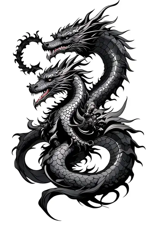 Japan Samourai With Dragon