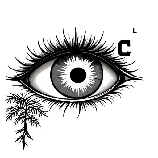 Evil Eye With Tumi In The Pupil And Incorporate A C And L And Cedar Tree From Lebanon